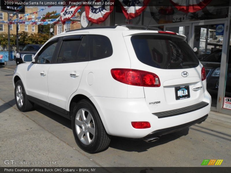 Powder White Pearl / Beige 2009 Hyundai Santa Fe Limited 4WD