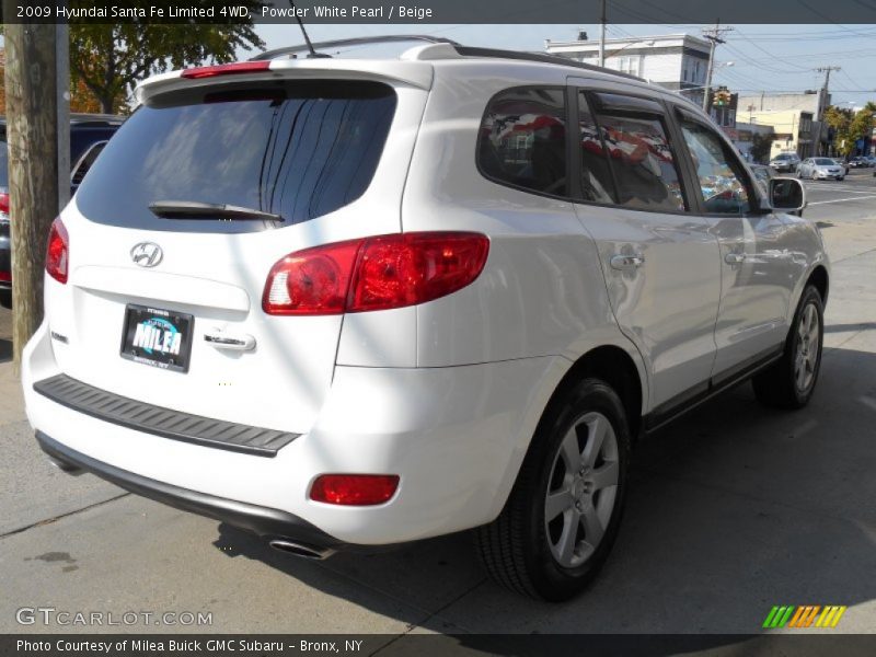 Powder White Pearl / Beige 2009 Hyundai Santa Fe Limited 4WD