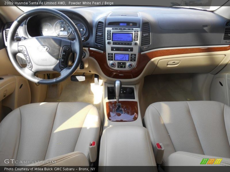 Powder White Pearl / Beige 2009 Hyundai Santa Fe Limited 4WD