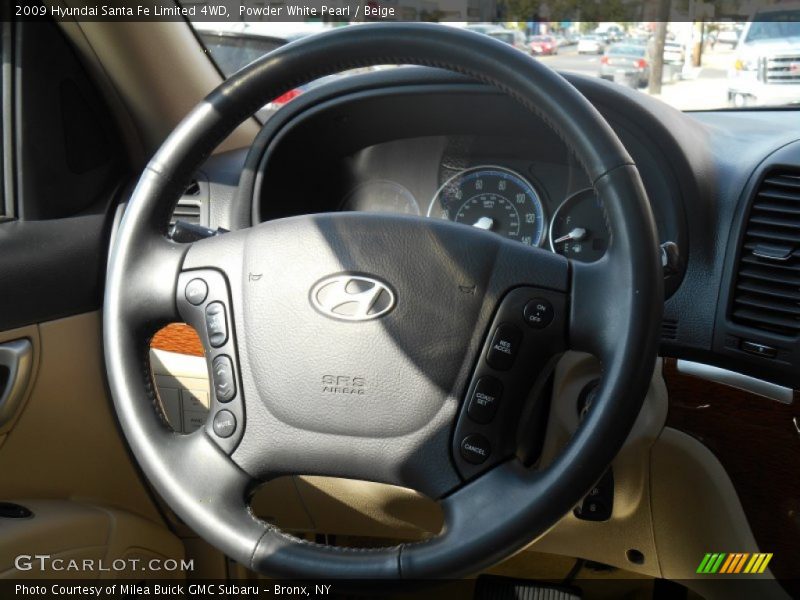 Powder White Pearl / Beige 2009 Hyundai Santa Fe Limited 4WD