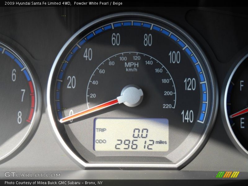 Powder White Pearl / Beige 2009 Hyundai Santa Fe Limited 4WD