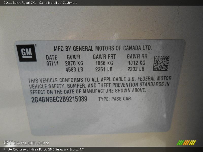 Stone Metallic / Cashmere 2011 Buick Regal CXL