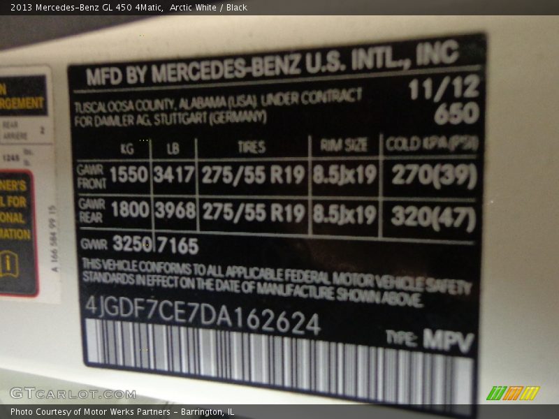 Arctic White / Black 2013 Mercedes-Benz GL 450 4Matic