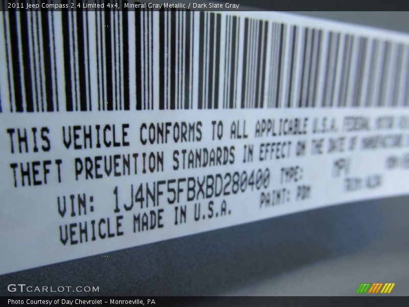 Mineral Gray Metallic / Dark Slate Gray 2011 Jeep Compass 2.4 Limited 4x4