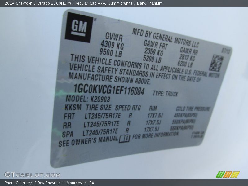 Summit White / Dark Titanium 2014 Chevrolet Silverado 2500HD WT Regular Cab 4x4