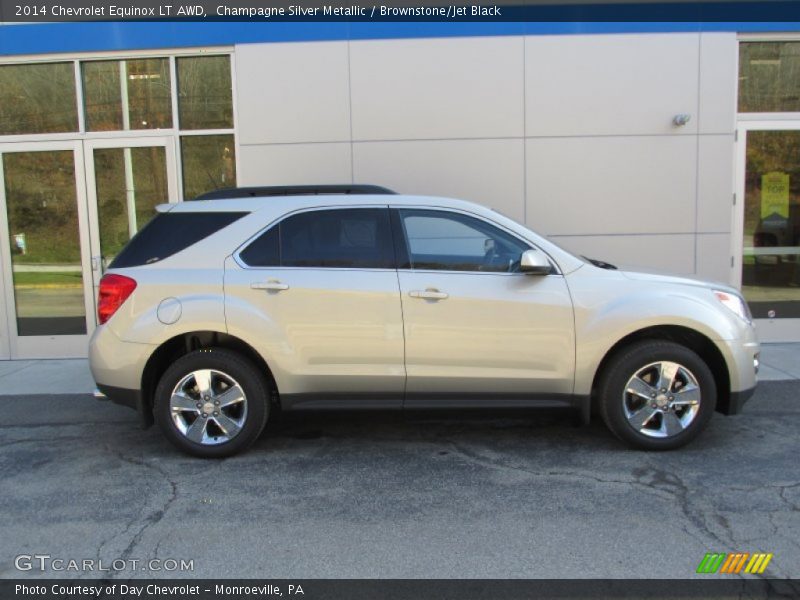 Champagne Silver Metallic / Brownstone/Jet Black 2014 Chevrolet Equinox LT AWD