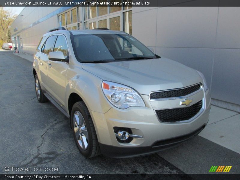 Champagne Silver Metallic / Brownstone/Jet Black 2014 Chevrolet Equinox LT AWD