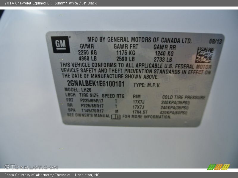 Summit White / Jet Black 2014 Chevrolet Equinox LT