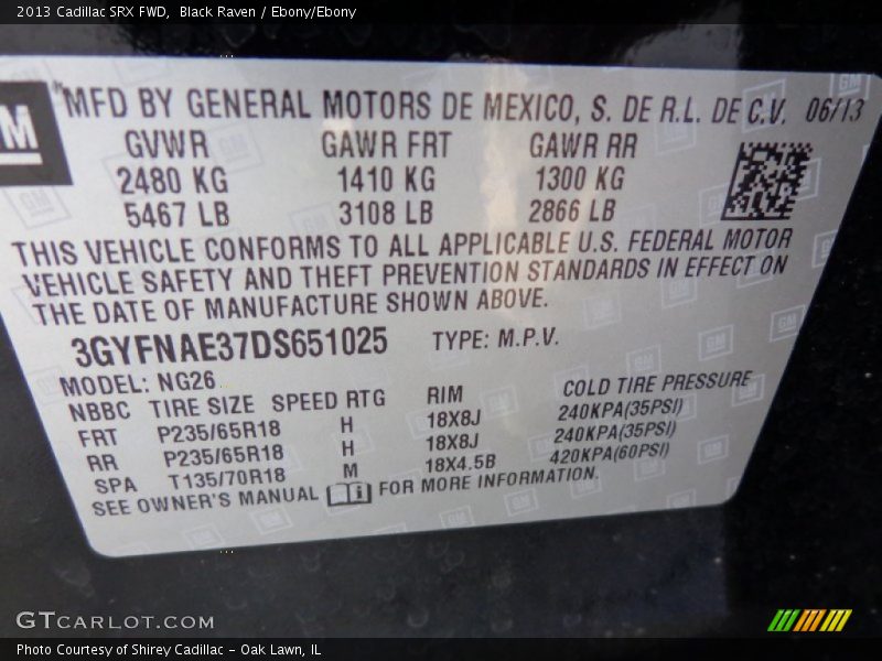 Black Raven / Ebony/Ebony 2013 Cadillac SRX FWD