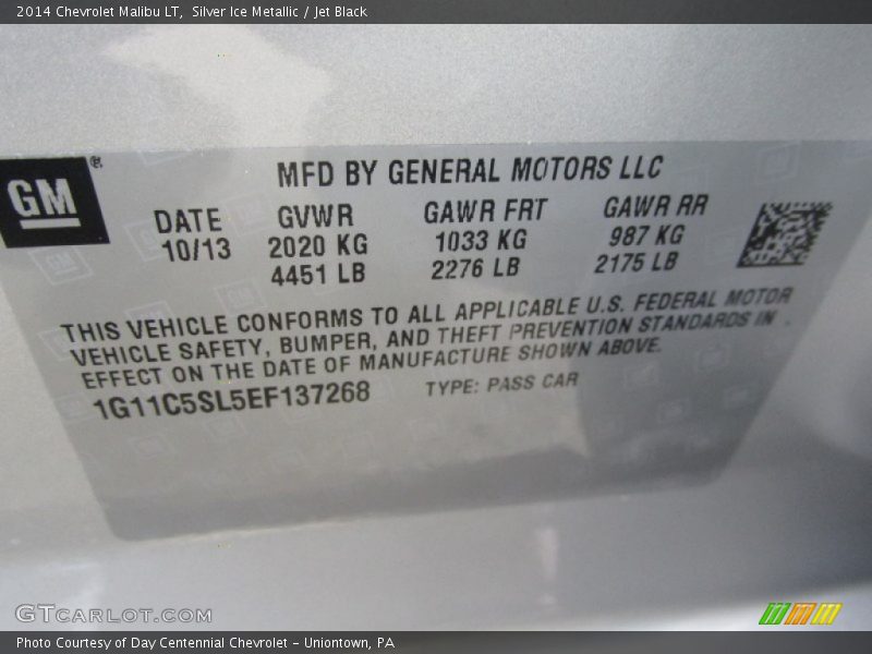Silver Ice Metallic / Jet Black 2014 Chevrolet Malibu LT