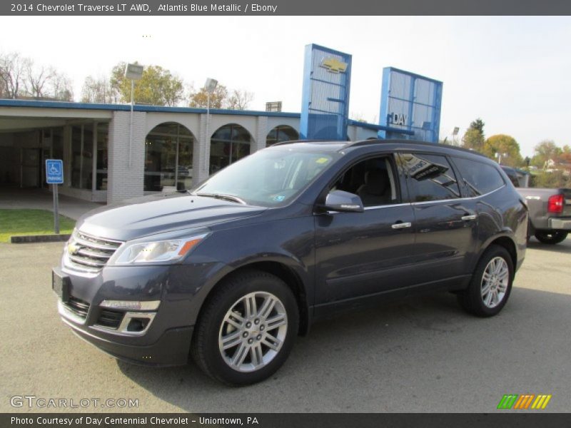 Atlantis Blue Metallic / Ebony 2014 Chevrolet Traverse LT AWD