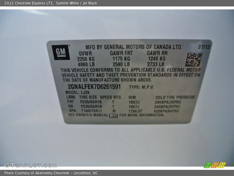 Summit White / Jet Black 2013 Chevrolet Equinox LTZ