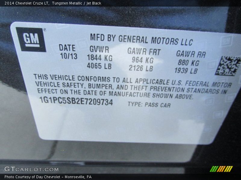 Tungsten Metallic / Jet Black 2014 Chevrolet Cruze LT