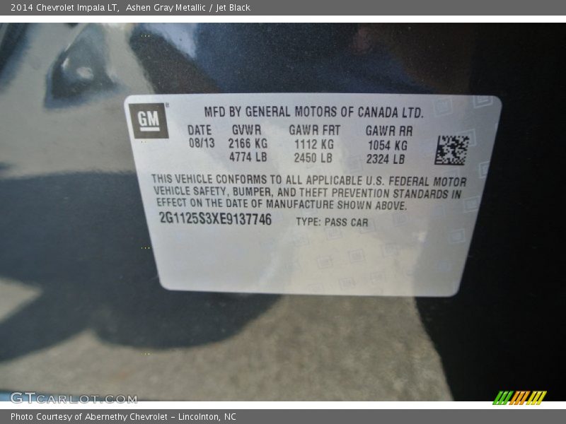 Ashen Gray Metallic / Jet Black 2014 Chevrolet Impala LT