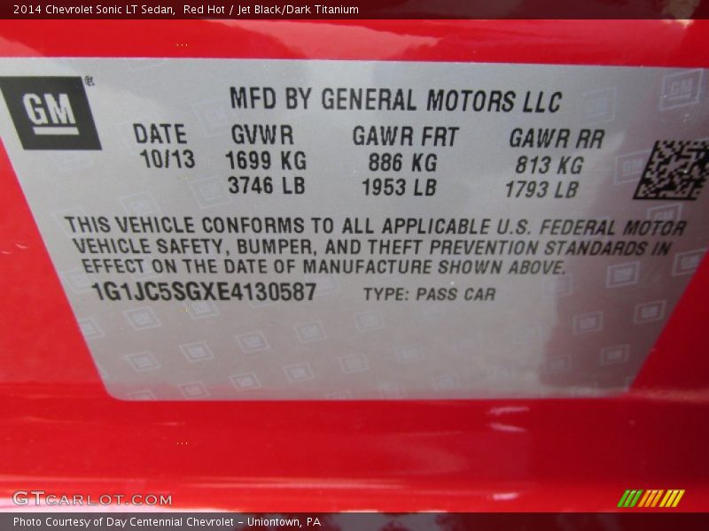 Red Hot / Jet Black/Dark Titanium 2014 Chevrolet Sonic LT Sedan