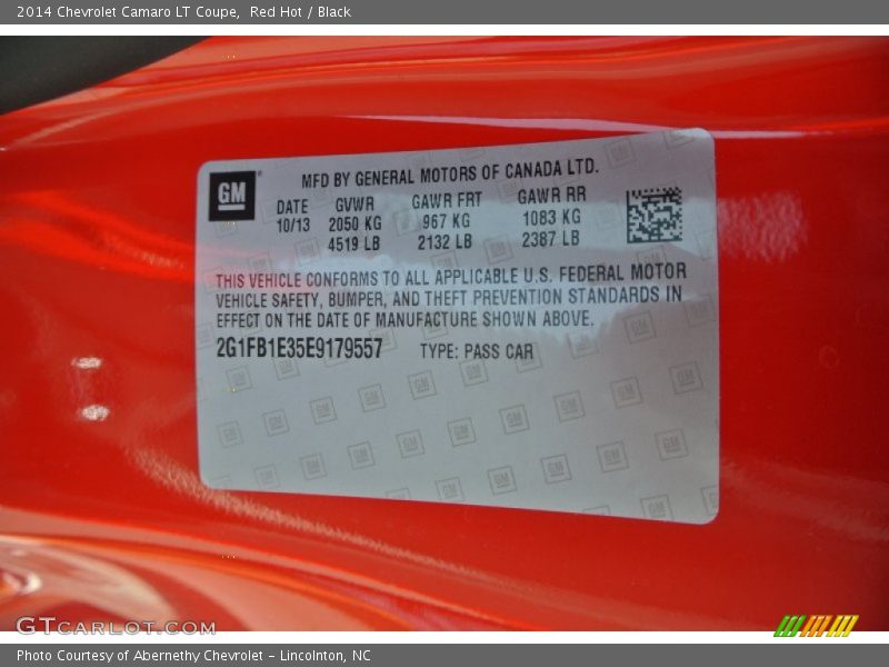 Red Hot / Black 2014 Chevrolet Camaro LT Coupe