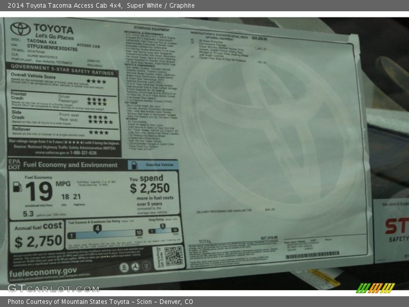 Super White / Graphite 2014 Toyota Tacoma Access Cab 4x4