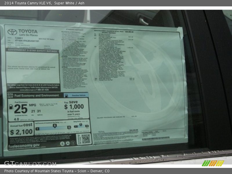 Super White / Ash 2014 Toyota Camry XLE V6