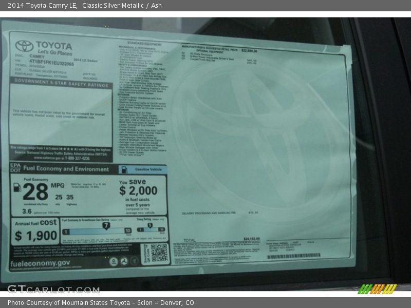 Classic Silver Metallic / Ash 2014 Toyota Camry LE
