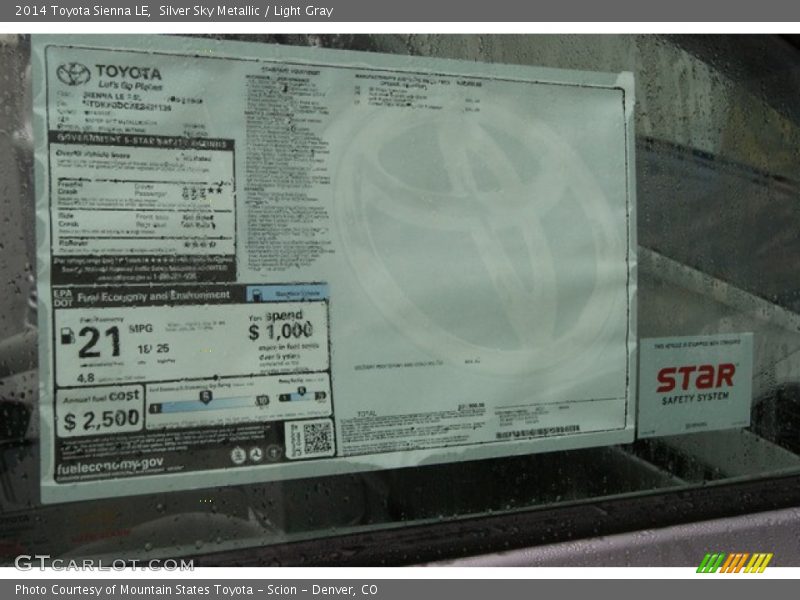 Silver Sky Metallic / Light Gray 2014 Toyota Sienna LE