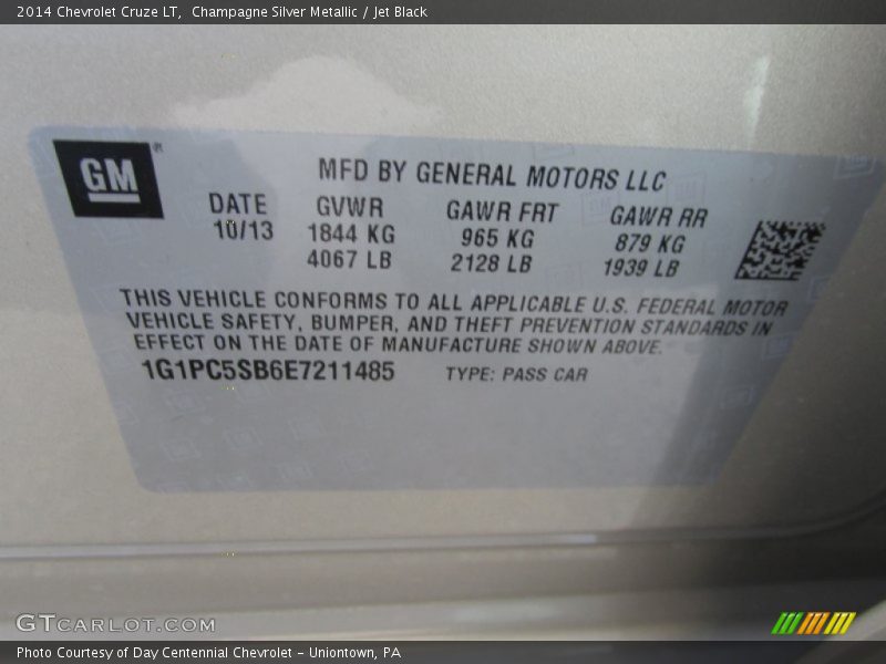 Champagne Silver Metallic / Jet Black 2014 Chevrolet Cruze LT