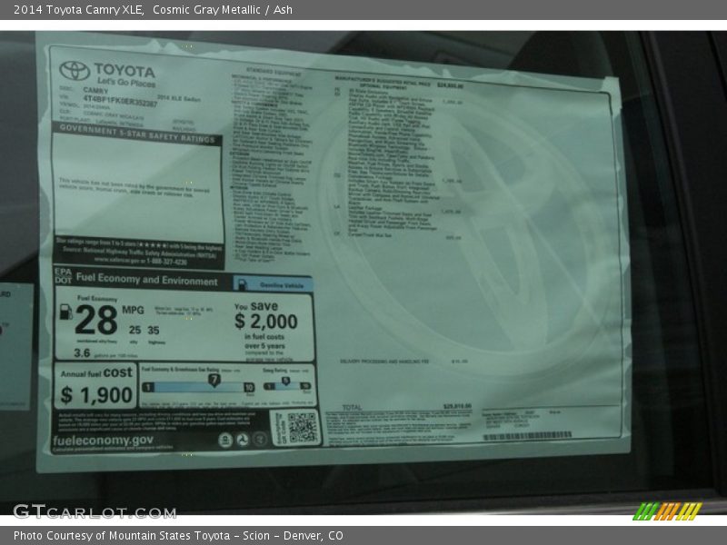 Cosmic Gray Metallic / Ash 2014 Toyota Camry XLE