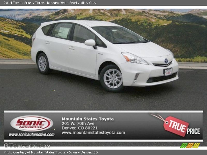 Blizzard White Pearl / Misty Gray 2014 Toyota Prius v Three