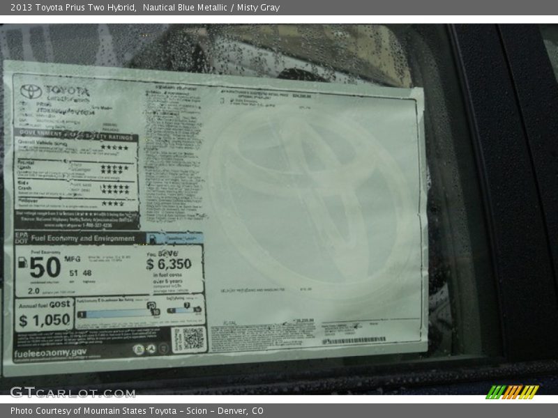 Nautical Blue Metallic / Misty Gray 2013 Toyota Prius Two Hybrid