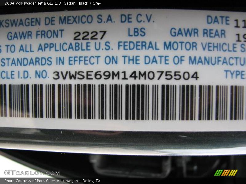 Black / Grey 2004 Volkswagen Jetta GLS 1.8T Sedan