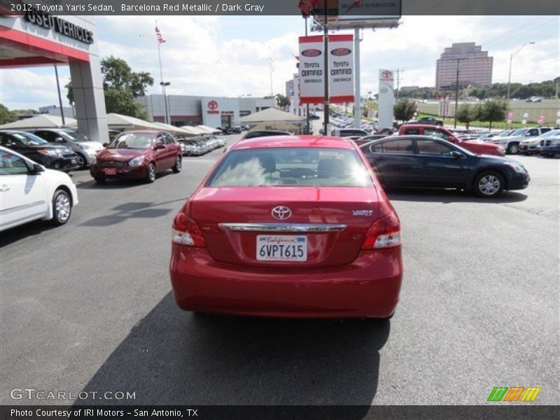 Barcelona Red Metallic / Dark Gray 2012 Toyota Yaris Sedan