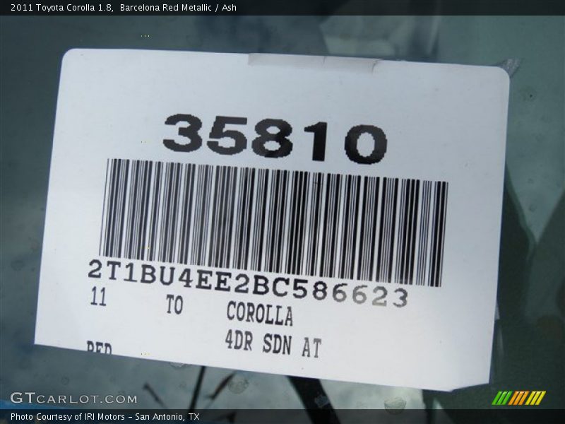 Barcelona Red Metallic / Ash 2011 Toyota Corolla 1.8