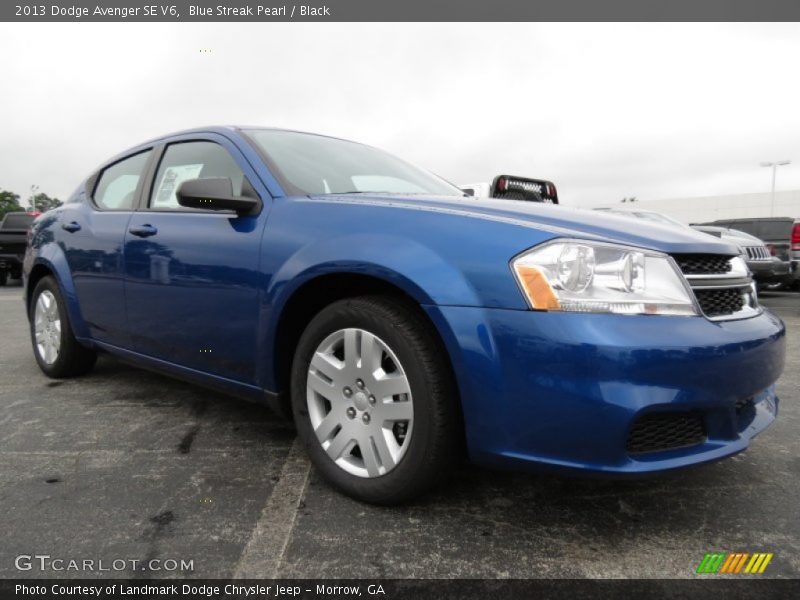 Blue Streak Pearl / Black 2013 Dodge Avenger SE V6