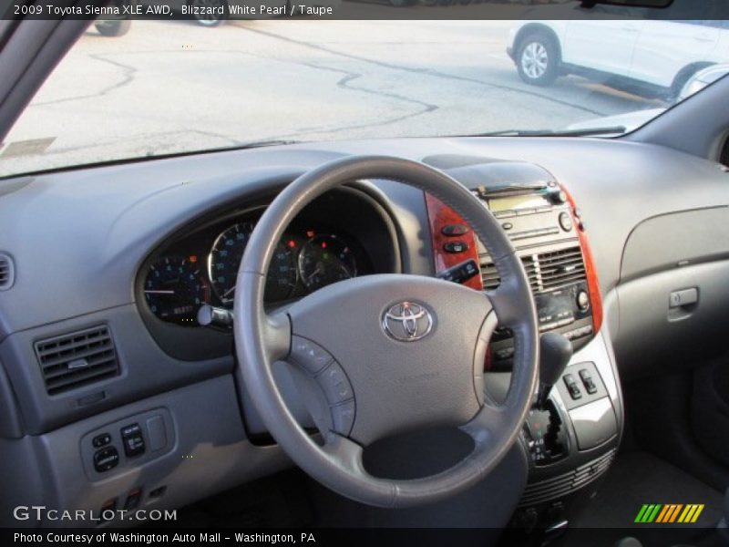 Blizzard White Pearl / Taupe 2009 Toyota Sienna XLE AWD