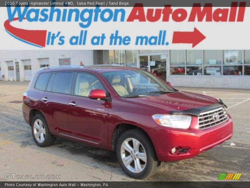 Salsa Red Pearl / Sand Beige 2010 Toyota Highlander Limited 4WD