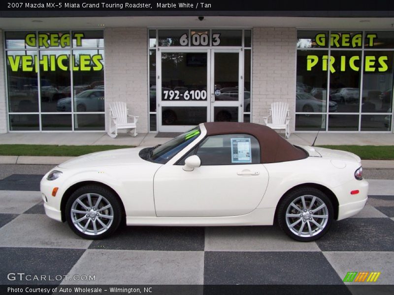 Marble White / Tan 2007 Mazda MX-5 Miata Grand Touring Roadster