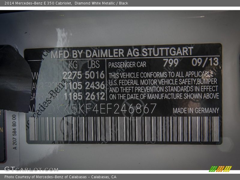 Diamond White Metallic / Black 2014 Mercedes-Benz E 350 Cabriolet