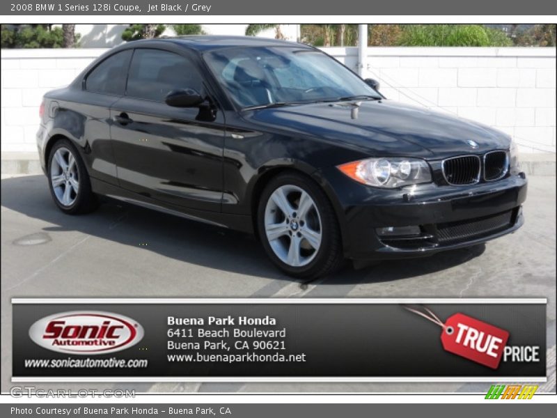 Jet Black / Grey 2008 BMW 1 Series 128i Coupe
