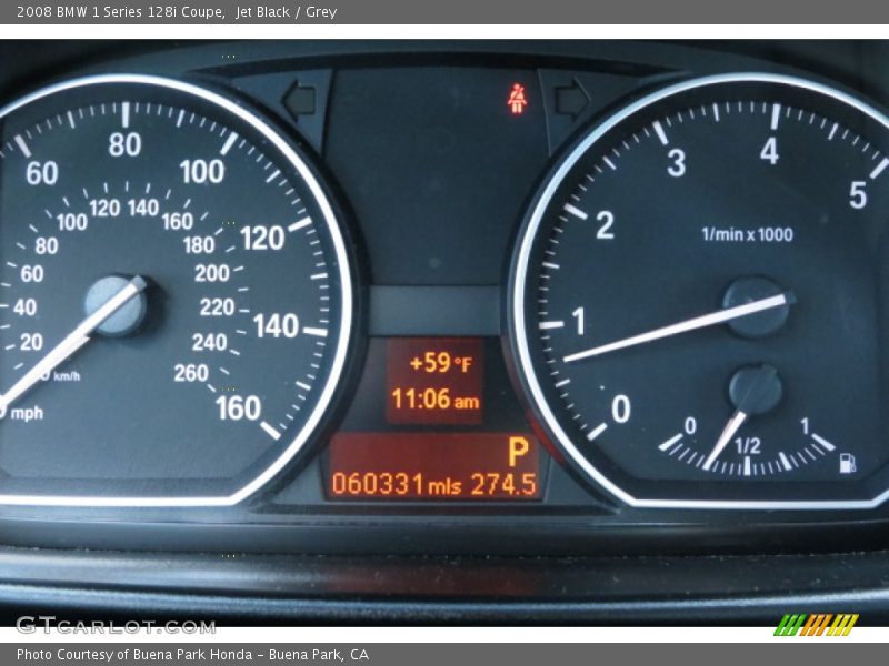 Jet Black / Grey 2008 BMW 1 Series 128i Coupe