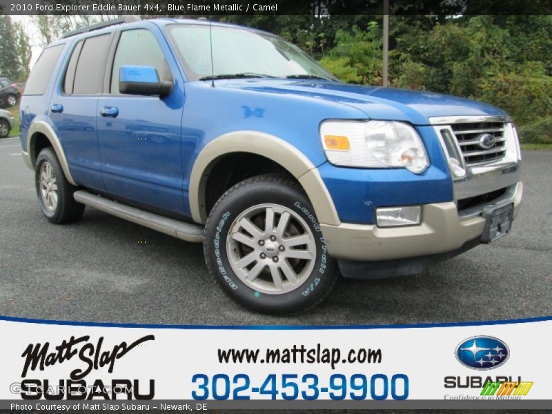 Blue Flame Metallic / Camel 2010 Ford Explorer Eddie Bauer 4x4