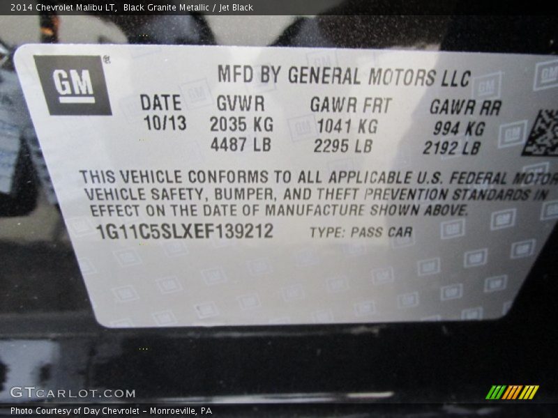 Black Granite Metallic / Jet Black 2014 Chevrolet Malibu LT
