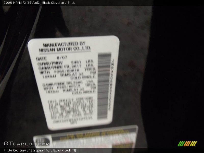 Black Obsidian / Brick 2008 Infiniti FX 35 AWD