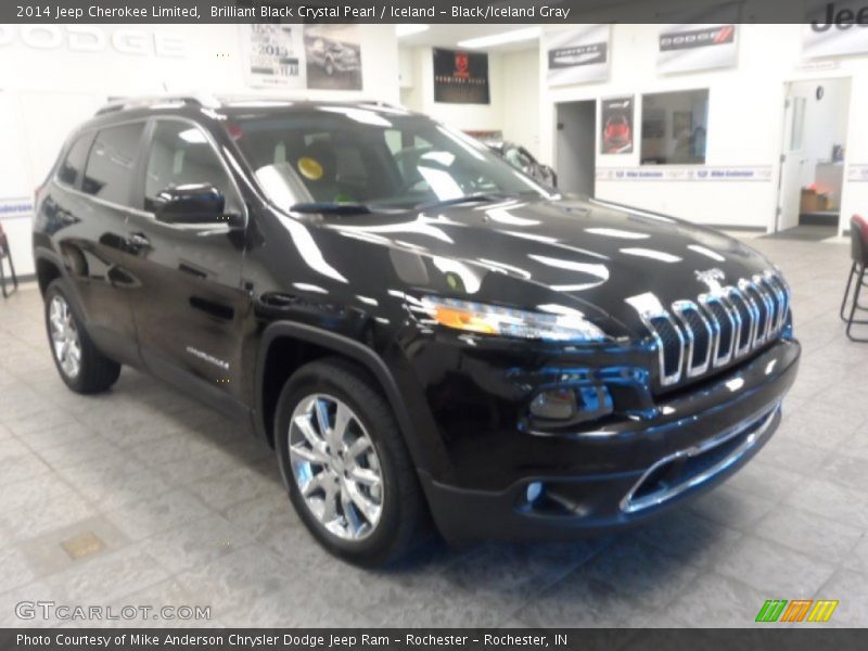 Brilliant Black Crystal Pearl / Iceland - Black/Iceland Gray 2014 Jeep Cherokee Limited