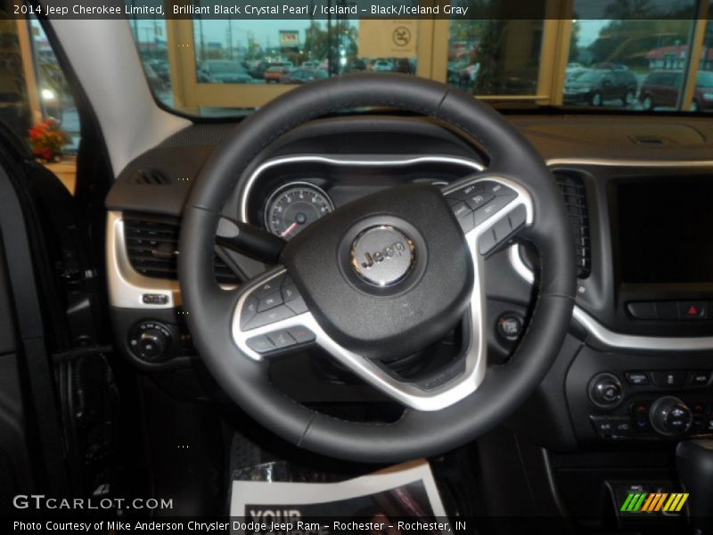 Brilliant Black Crystal Pearl / Iceland - Black/Iceland Gray 2014 Jeep Cherokee Limited