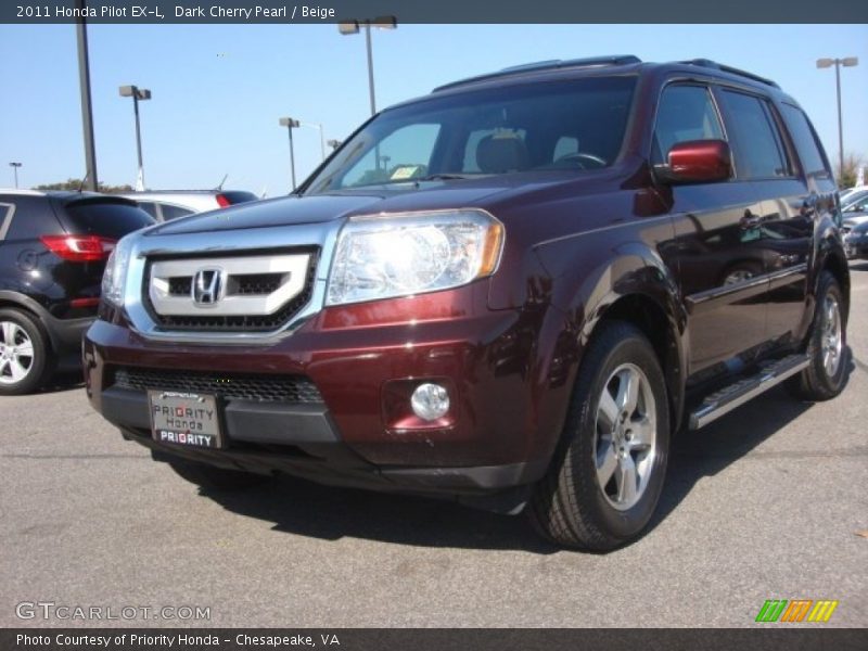 Dark Cherry Pearl / Beige 2011 Honda Pilot EX-L