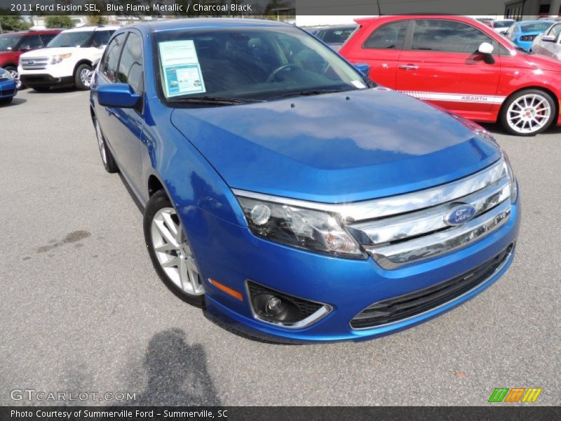 Blue Flame Metallic / Charcoal Black 2011 Ford Fusion SEL