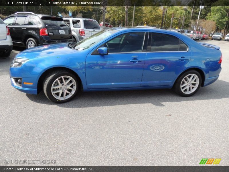 Blue Flame Metallic / Charcoal Black 2011 Ford Fusion SEL