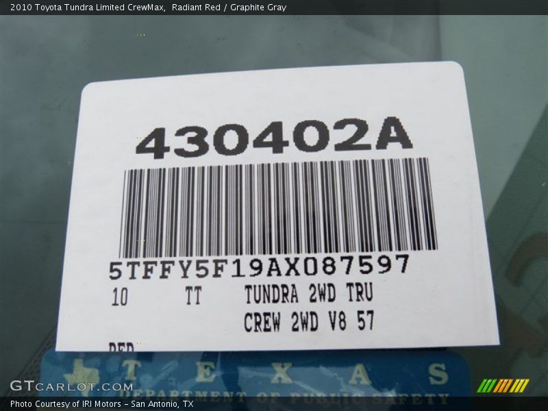 Radiant Red / Graphite Gray 2010 Toyota Tundra Limited CrewMax