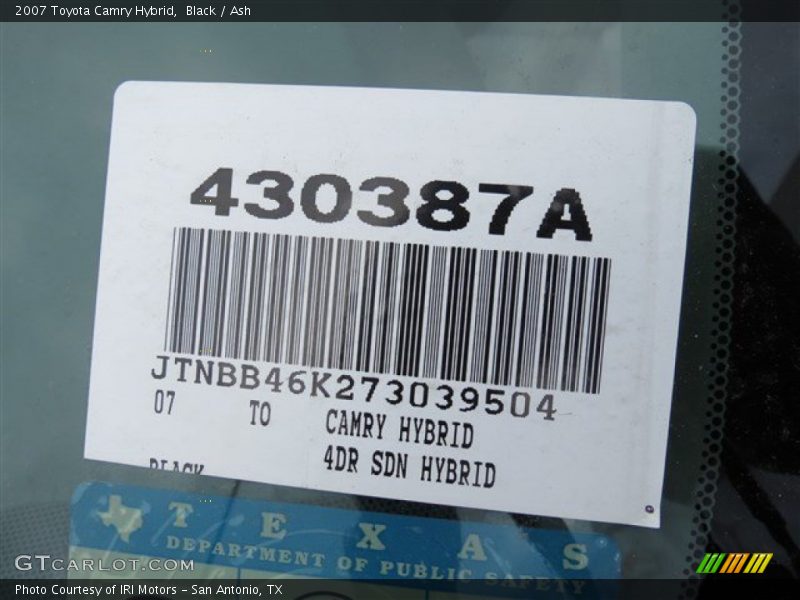 Black / Ash 2007 Toyota Camry Hybrid