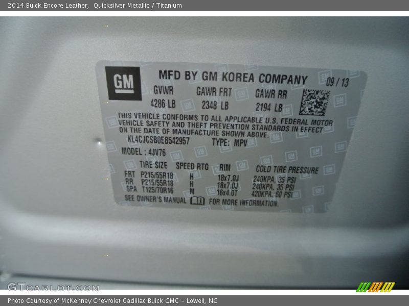 Quicksilver Metallic / Titanium 2014 Buick Encore Leather