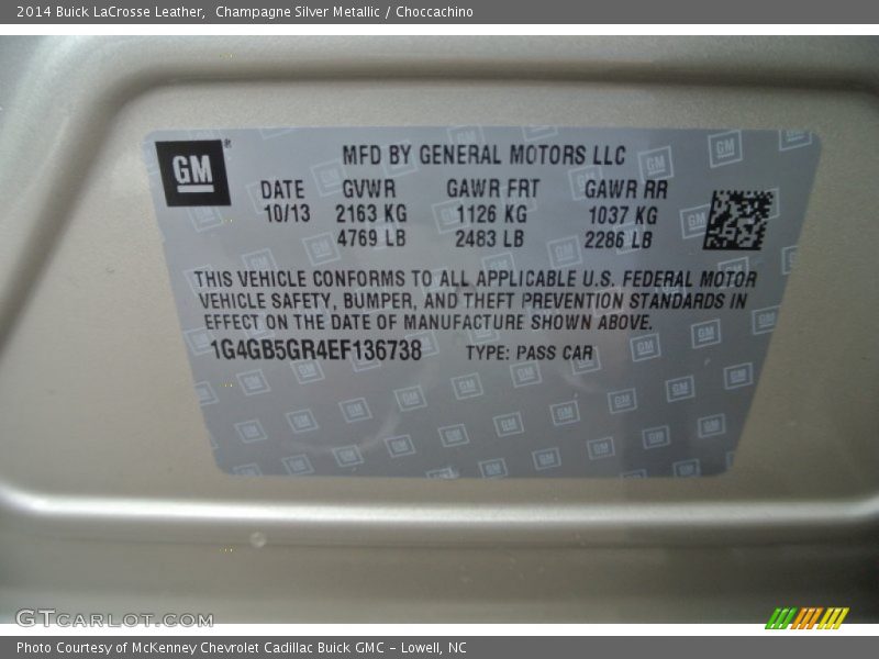 Champagne Silver Metallic / Choccachino 2014 Buick LaCrosse Leather